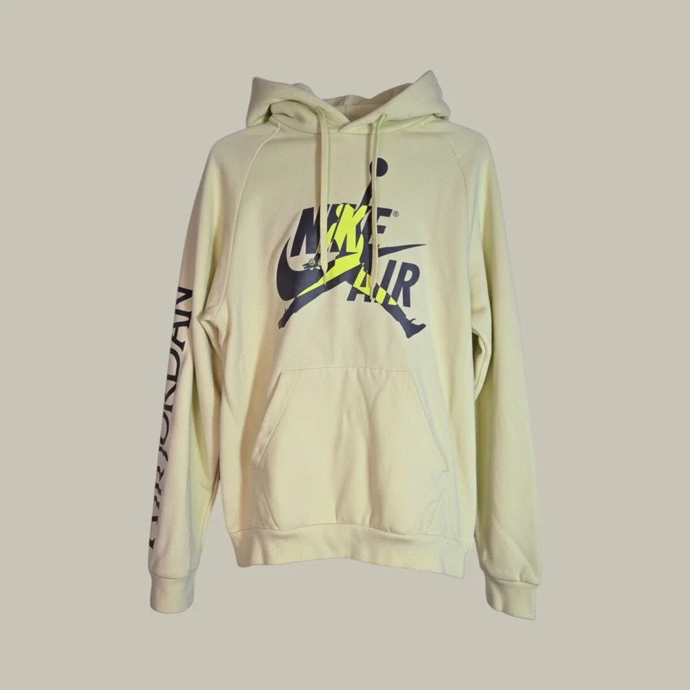 Nike Air Jordan Jumpman Classics Fleece Hoodie Yellow Lime Ice Mens Large L